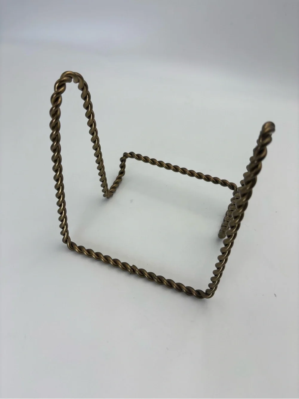 Vintage Sturdy Twisted Metal Display Stand - Brass Colored Finish